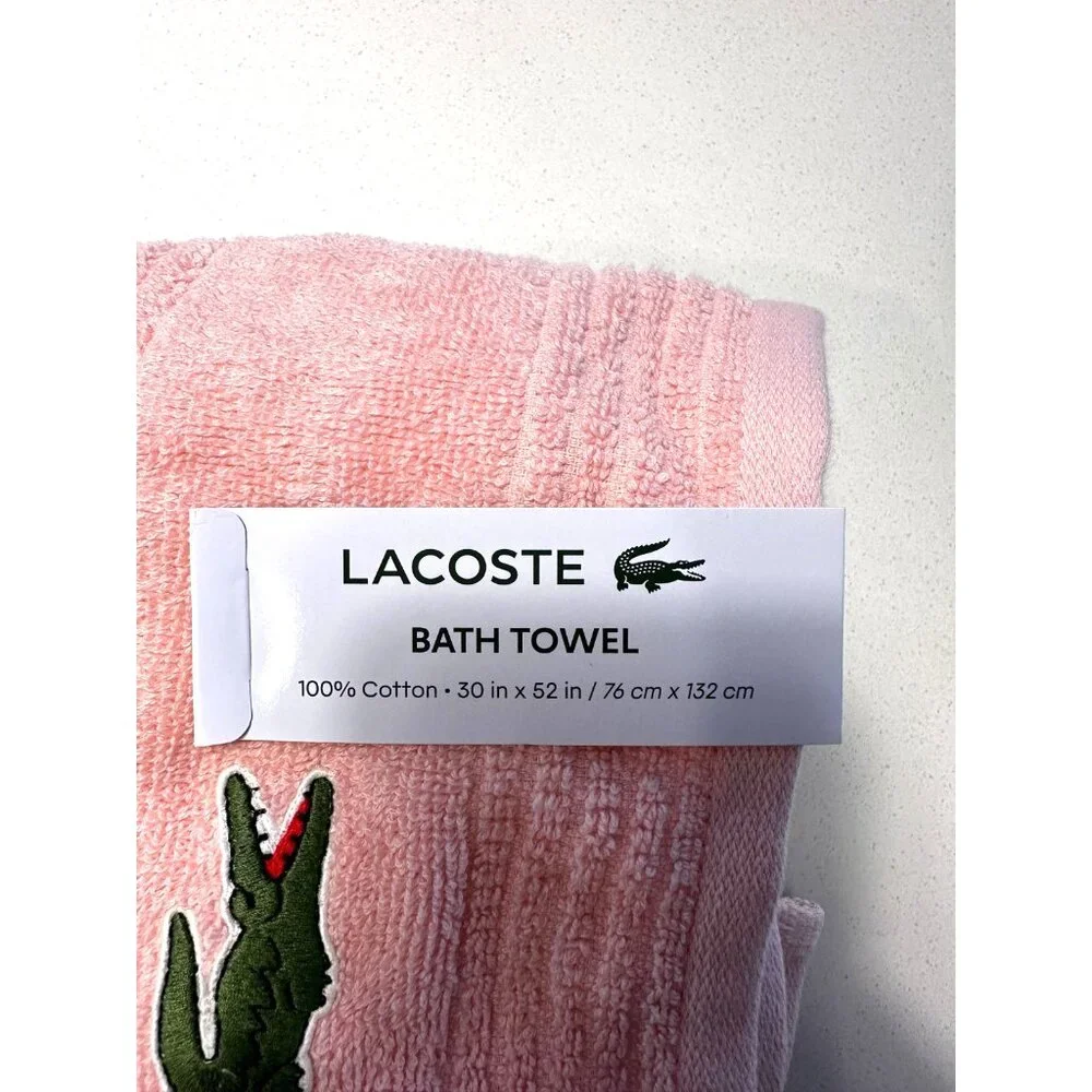 NWT LACOSTE Light PINK Cotton Bath Towels 30
